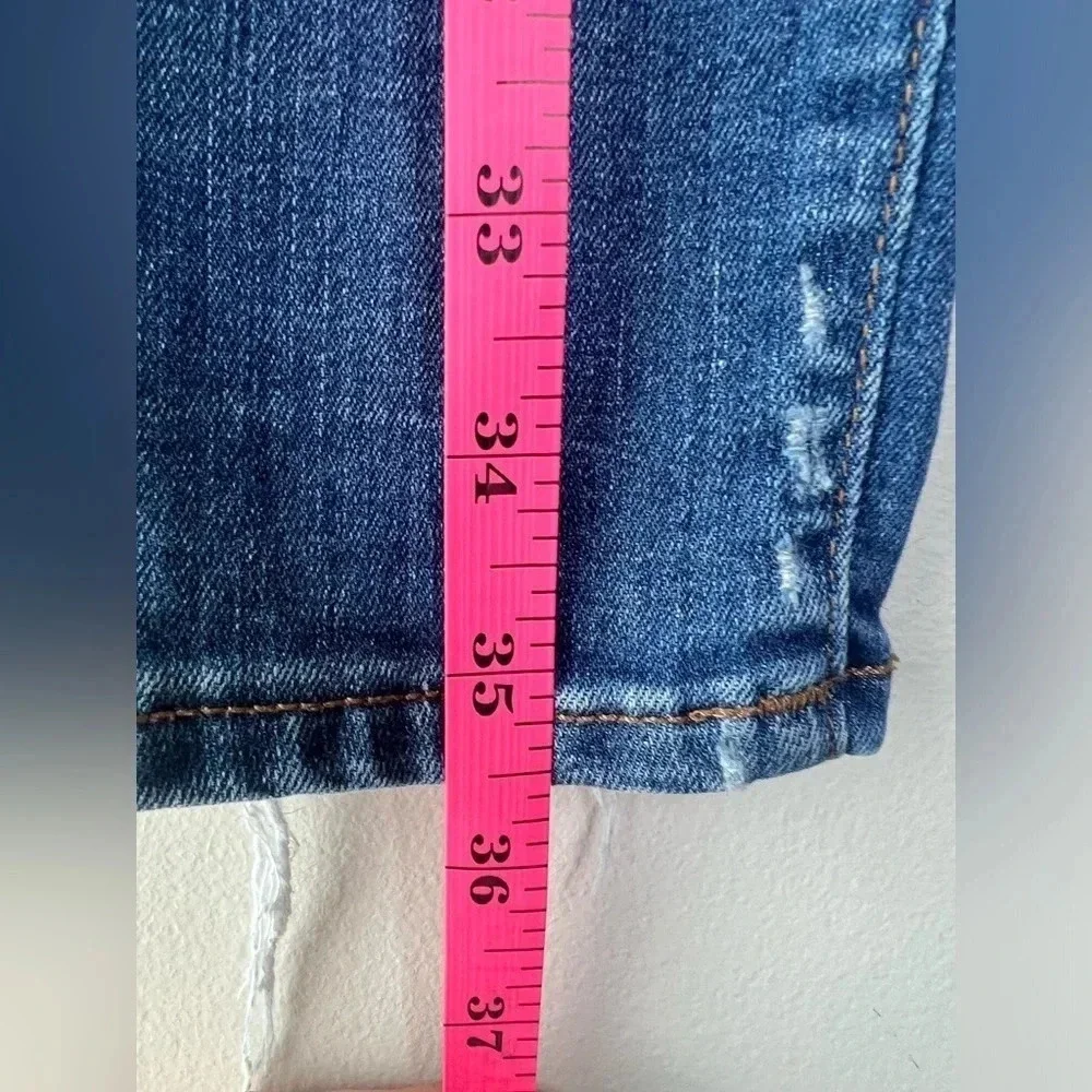 J. Crew distressed toothpick skinny jeans size 28 dark blue wash comfy